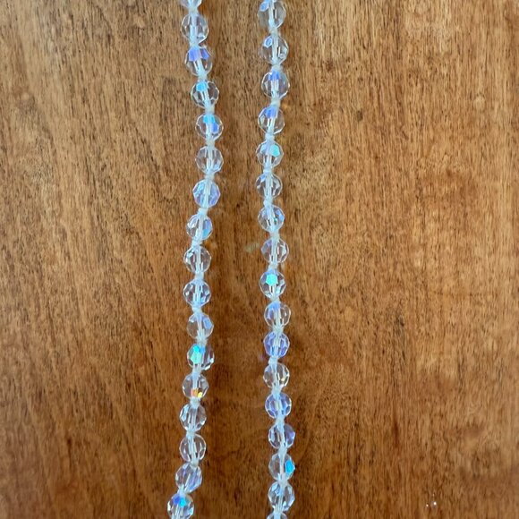Vintage Rainbow Faceted Crystal Small Beads Hand-Strung Knotted Long Necklace - Picture 5 of 10